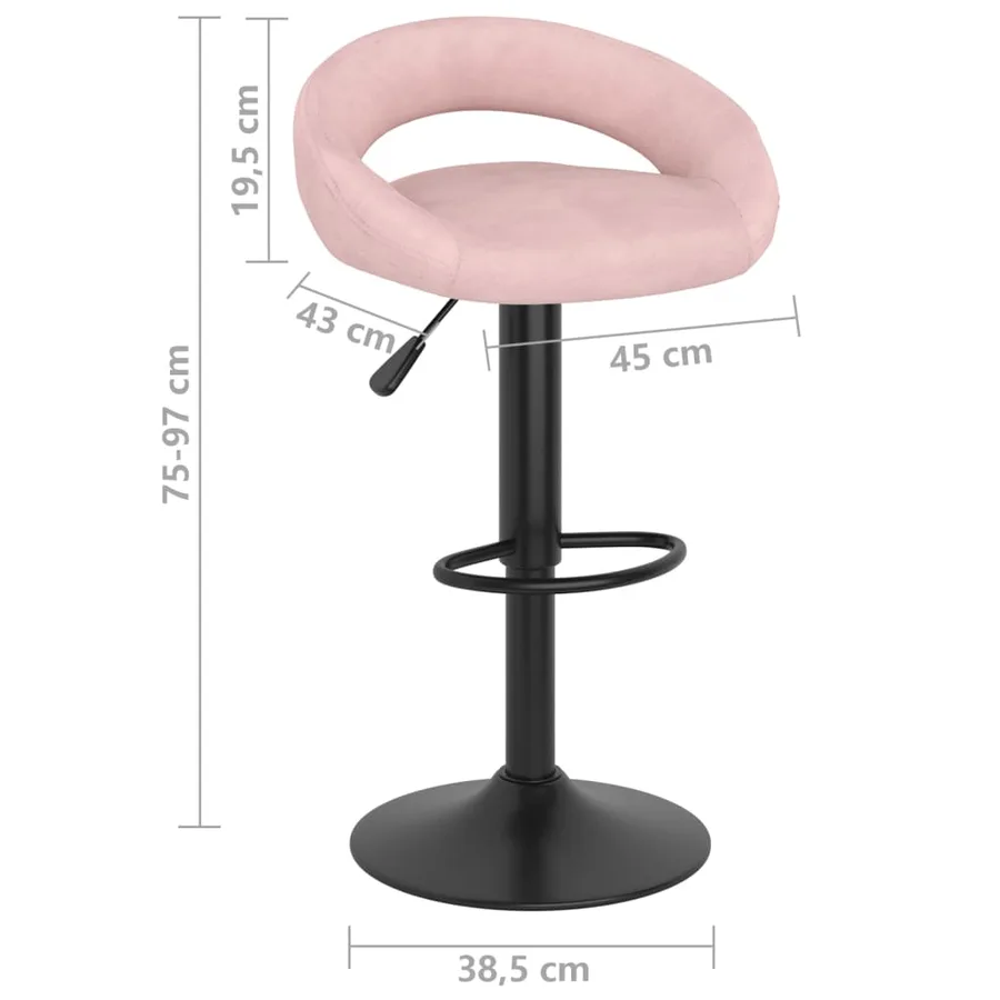 Tabourets de bar lot de 2 rose velours - 8