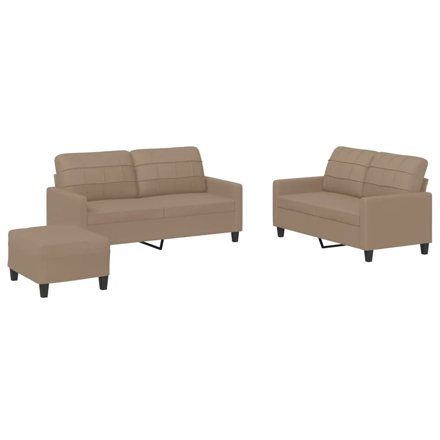 Ensemble de canapés 3 pcs avec coussins Cappuccino Similicuir - 2