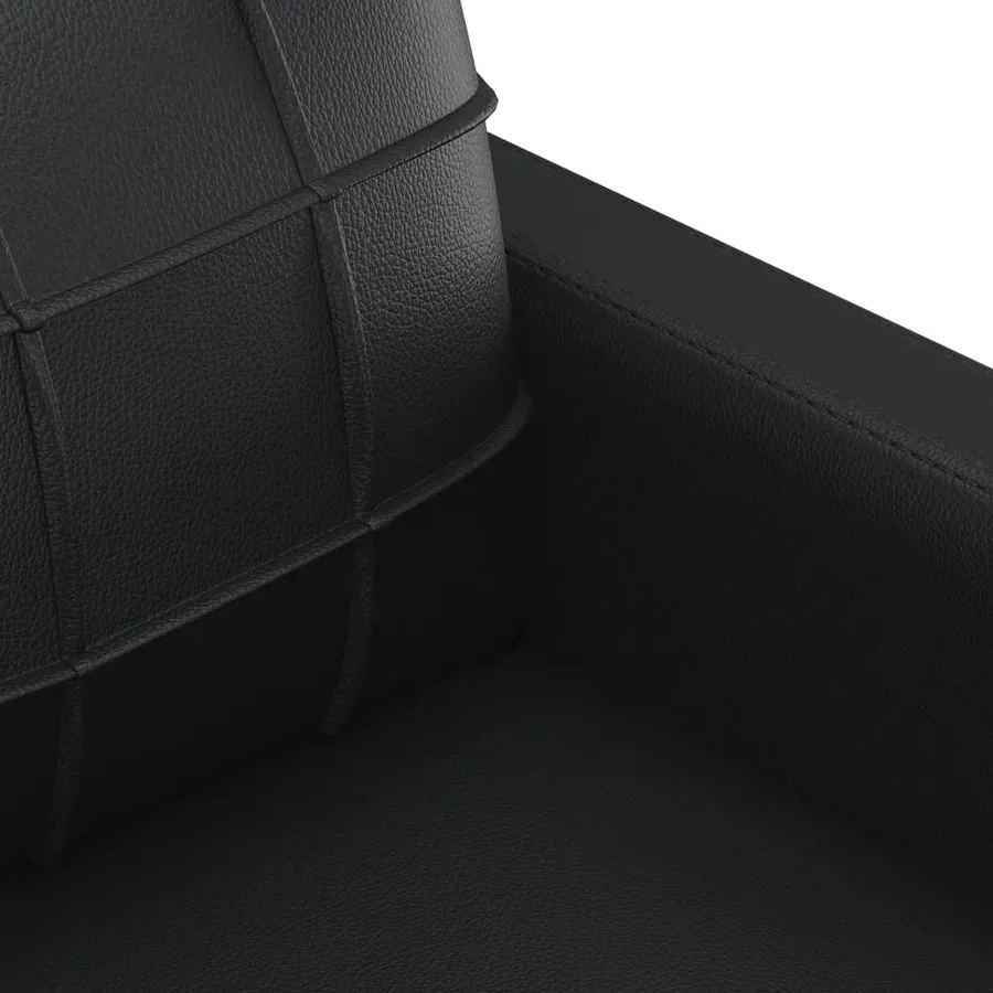 Ensemble de canapés 3 pcs avec coussins noir similicuir - 8