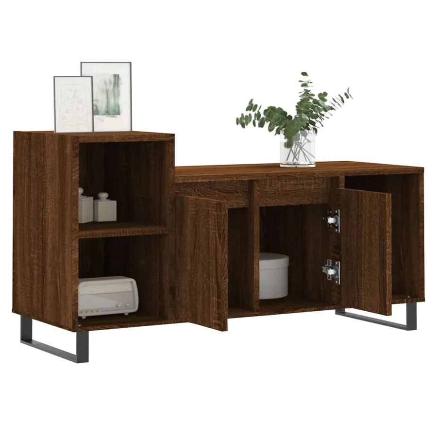 Meuble TV Chêne marron 100x35x55 cm Bois d'ingénierie - 4