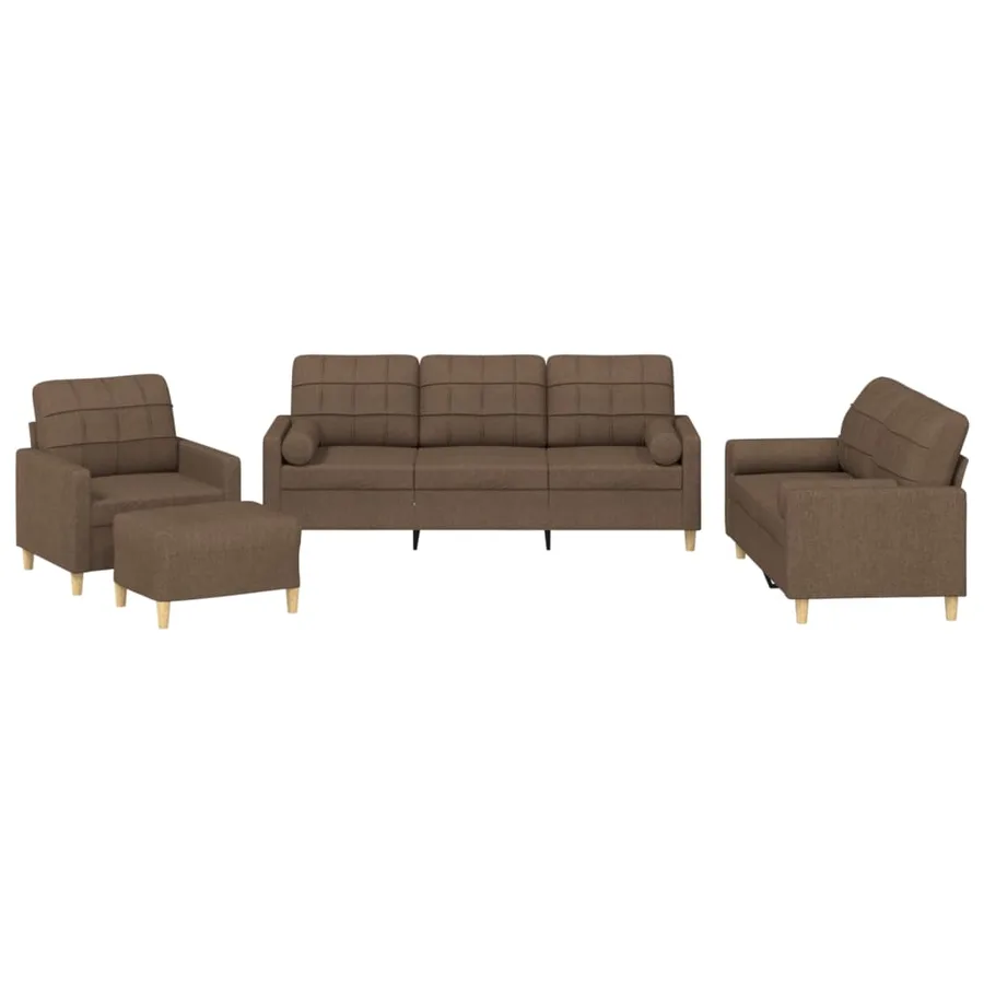Ensemble de canapés 4 pcs avec coussins marron tissu - 2