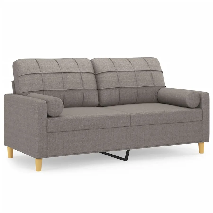 Canapé 2 places avec oreillers décoratifs taupe 140 cm tissu - 2