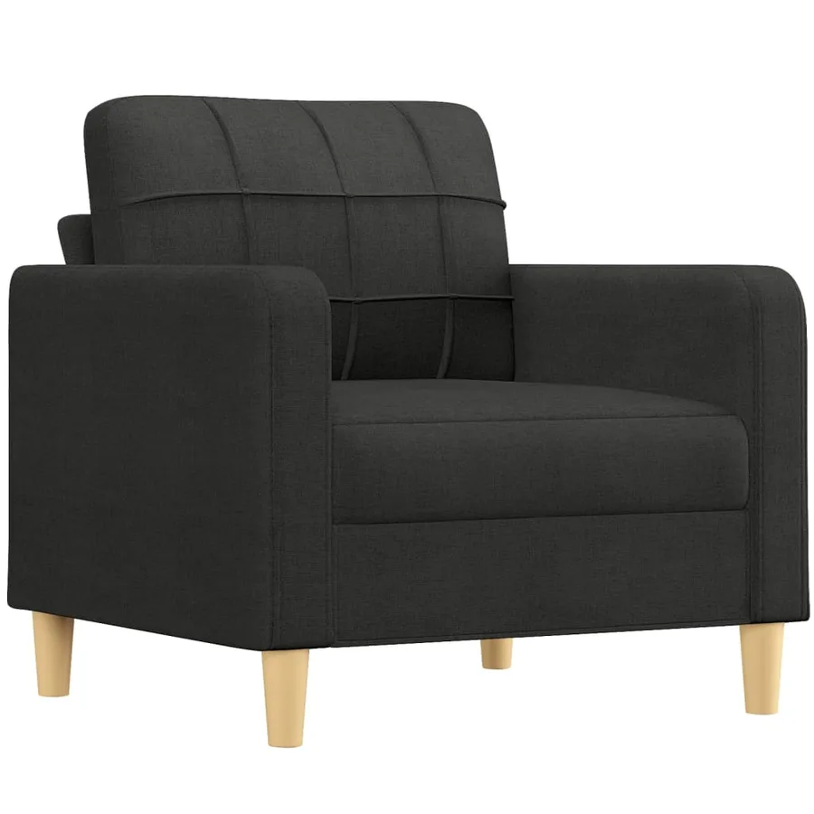 Ensemble de canapés 3 pcs avec coussins noir tissu - 3