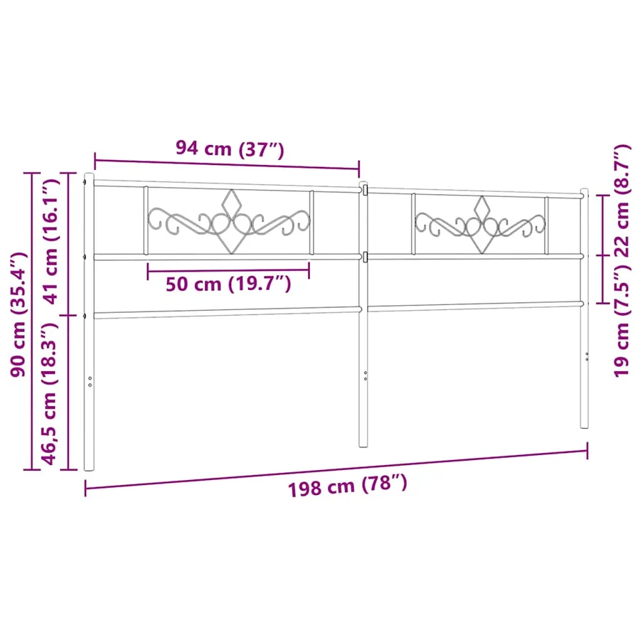 Tête de lit de remplacement métal noir 193 cm - 7