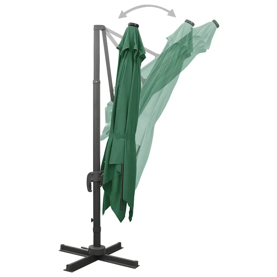 Parasol de jardin en porte-à-faux et mât et lumières LED vert - 5