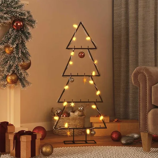 Arbre de Noël en métal pour décoration noir 125 cm
