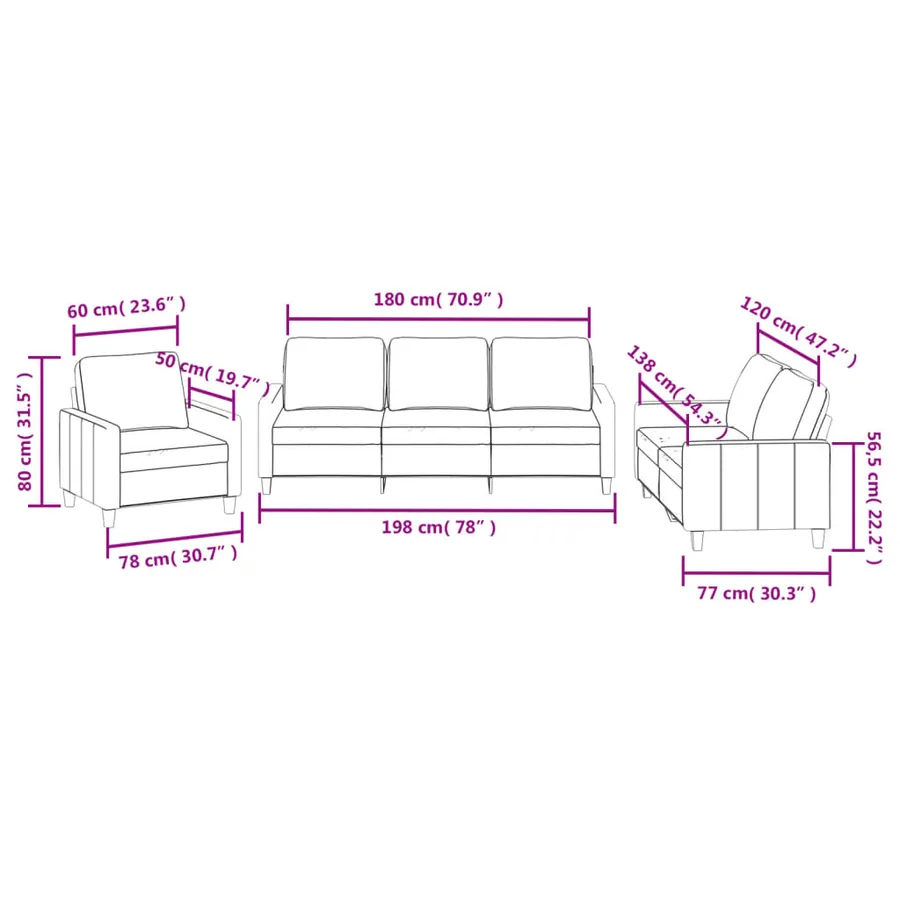 Ensemble de canapés 3 pcs avec coussins Cappuccino Similicuir - 8