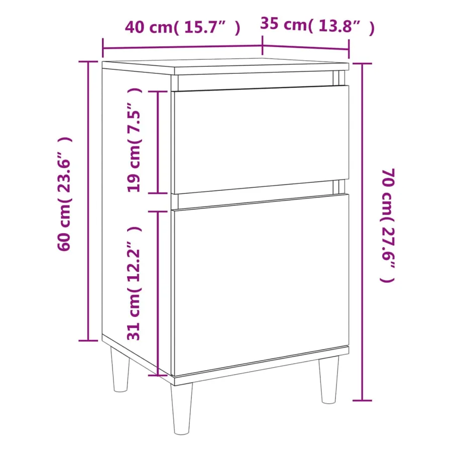 Table de chevet sonoma gris 40x35x70 cm - 11