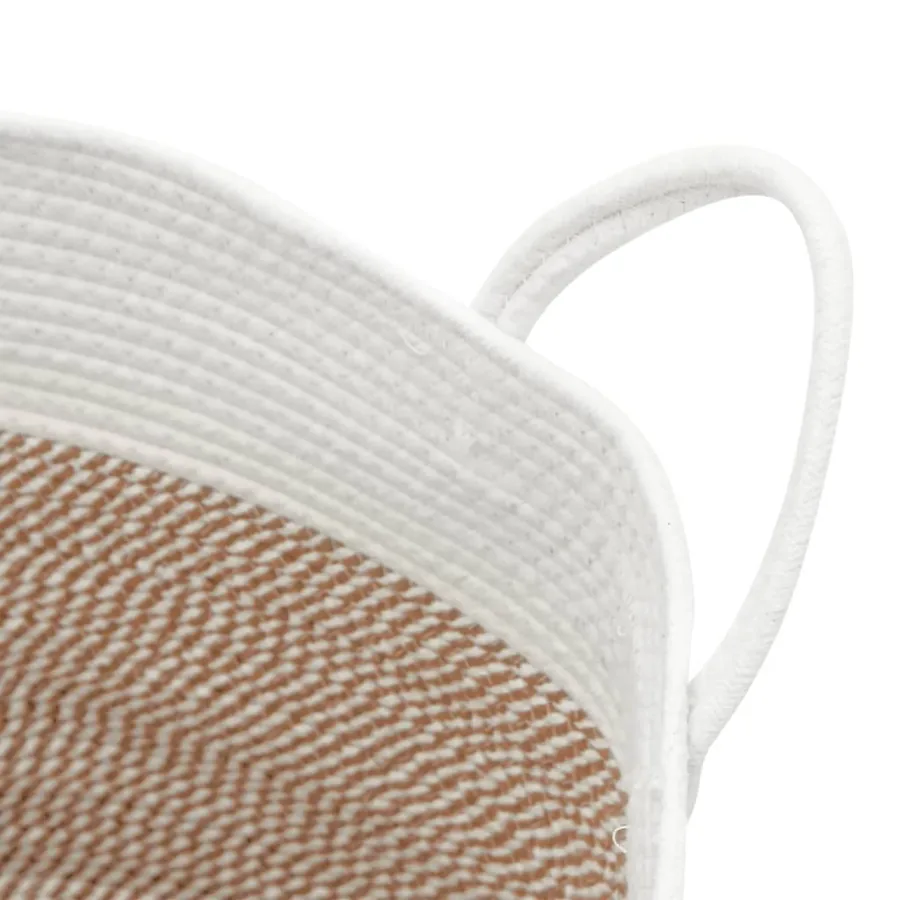 Panier de rangement marron et blanc Ø51x33 cm coton - 6