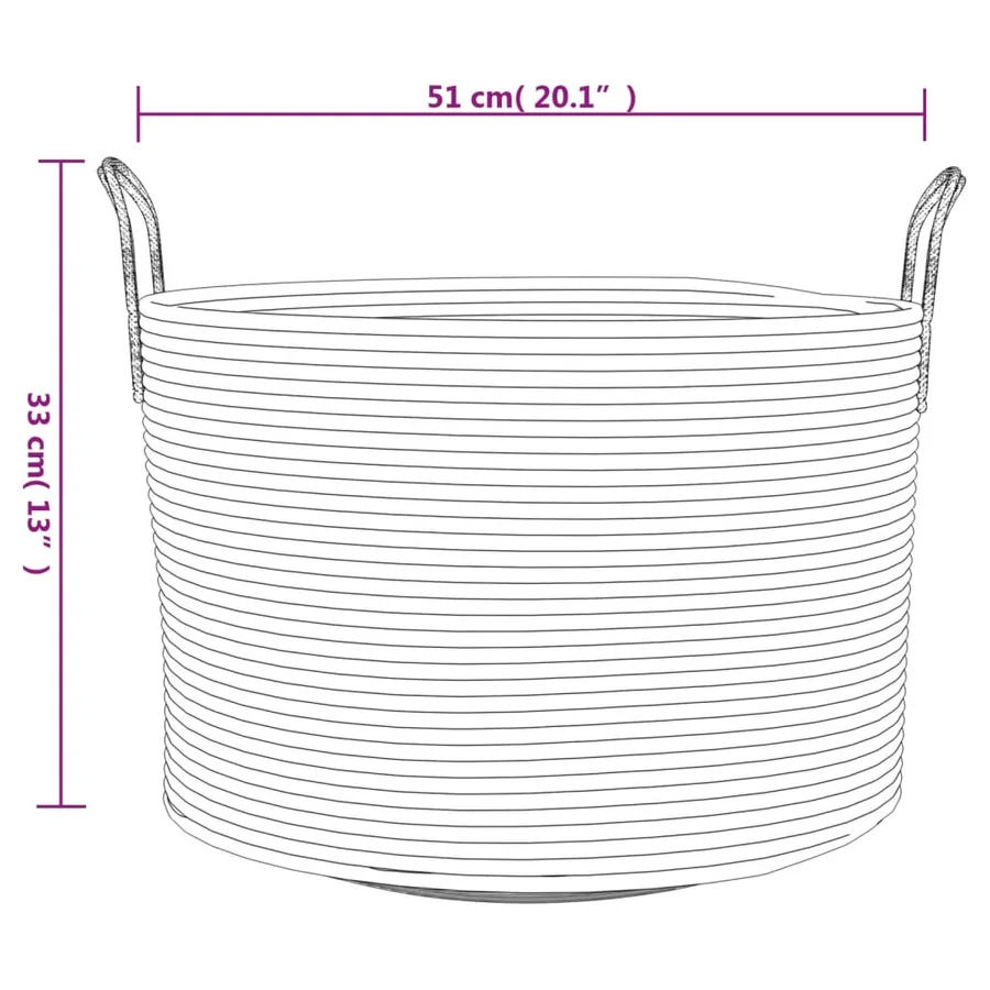 Panier de rangement marron et blanc Ø51x33 cm coton - 9