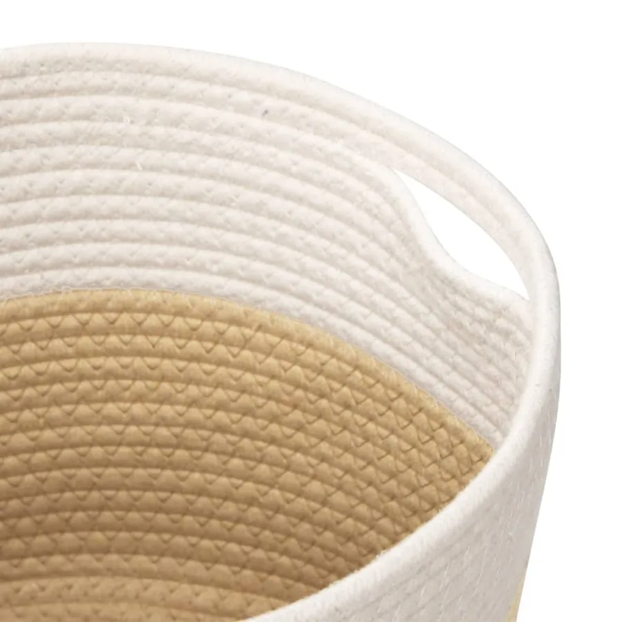 Paniers de rangement 2 pcs beige et blanc Ø28x28 cm coton - 7
