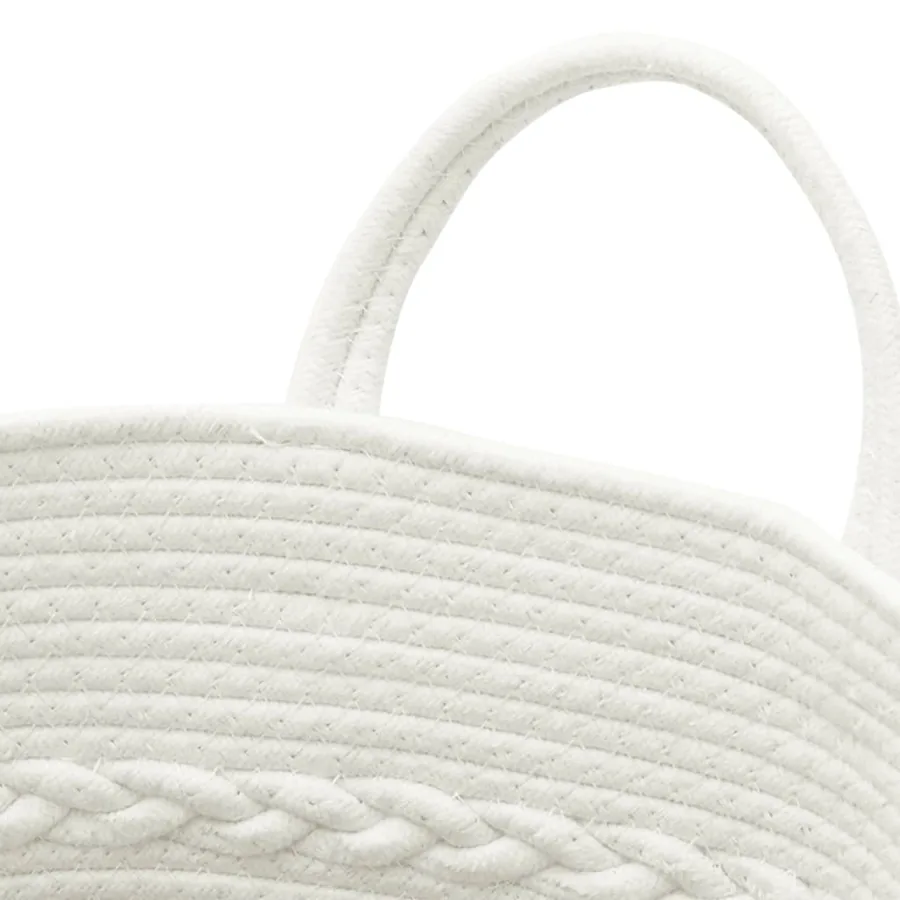 Panier de rangement gris et blanc Ø43x38 cm coton - 6