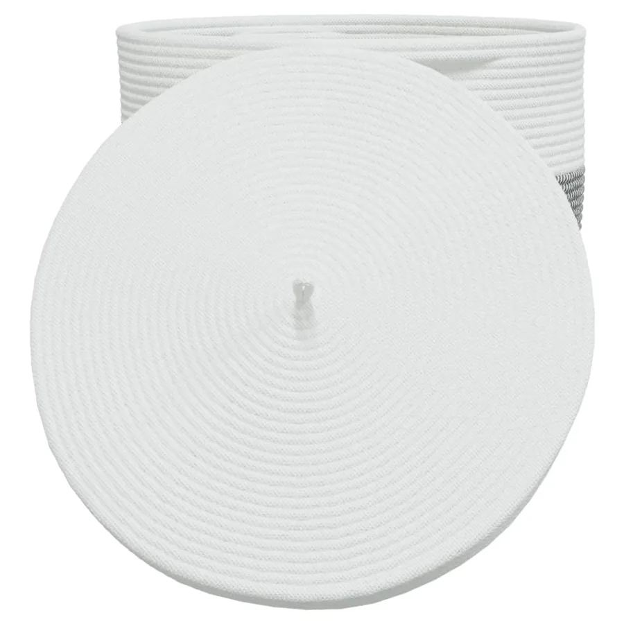 Panier de rangement avec couvercle blanc et noir Ø40x35cm coton - 5