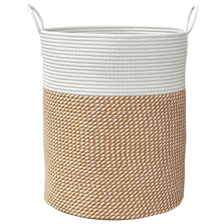 Panier de rangement marron et blanc Ø38x46 cm coton - 4