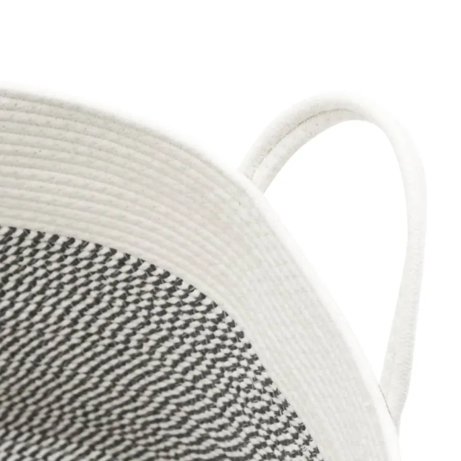 Panier de rangement gris et blanc Ø51x33 cm coton - 6