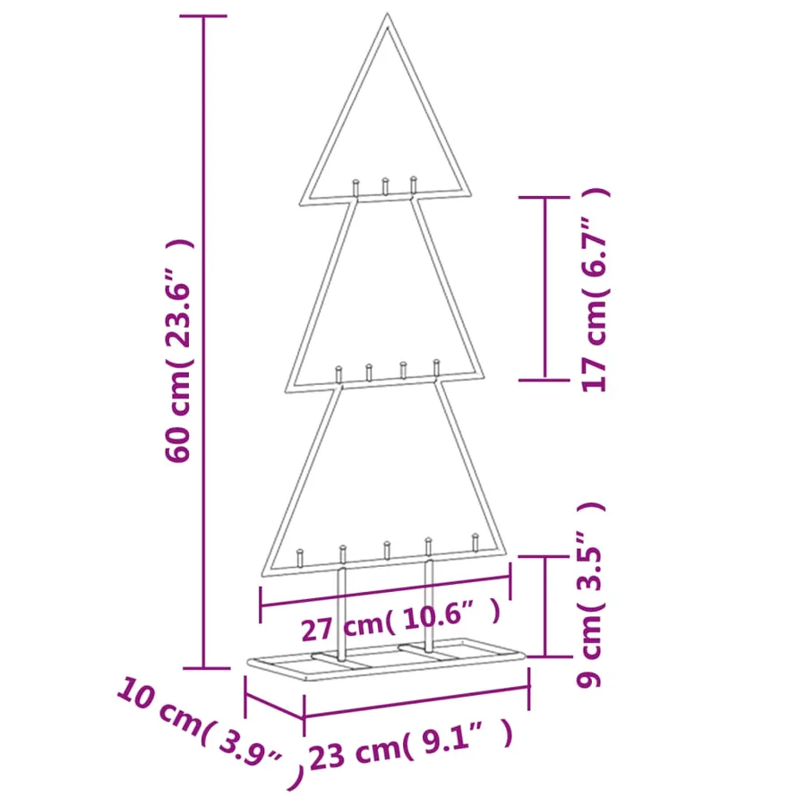 Arbre de Noël en métal pour décoration noir 60 cm - 7