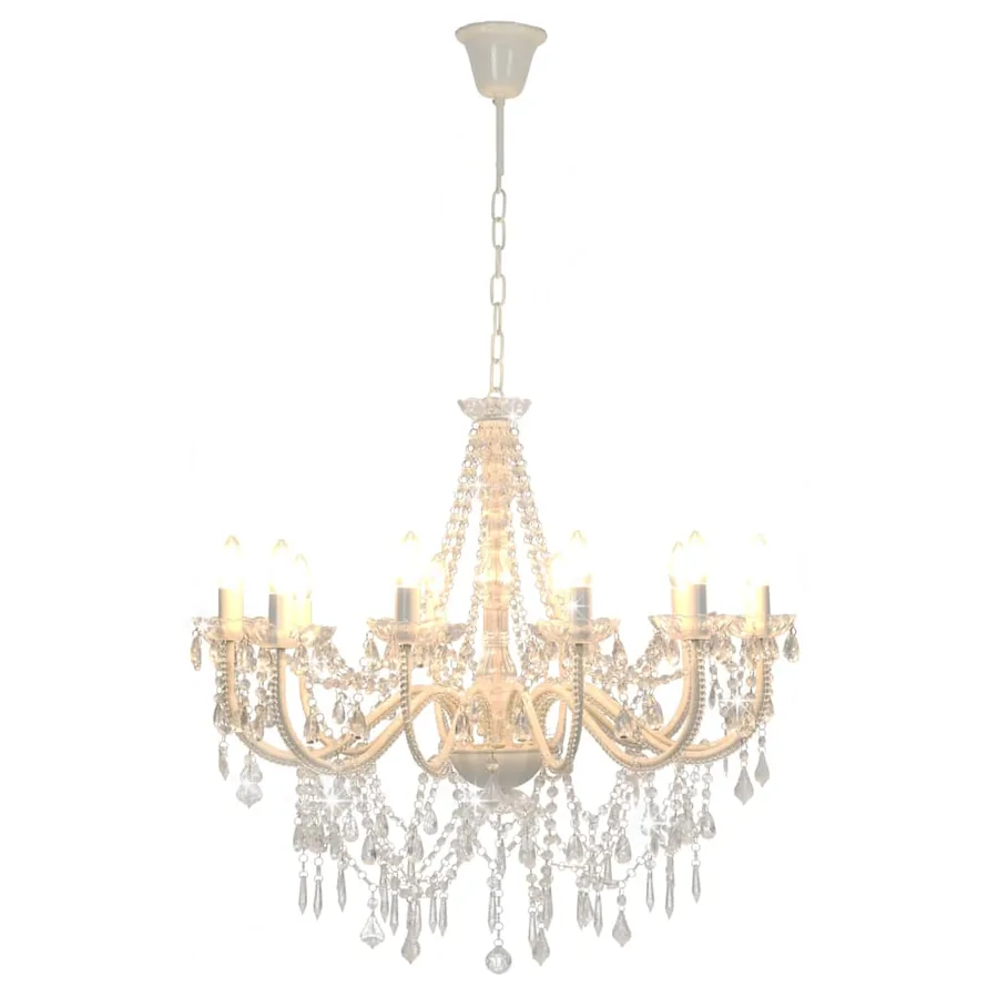 Lustre avec perles Blanc 12 ampoules E14 - 2