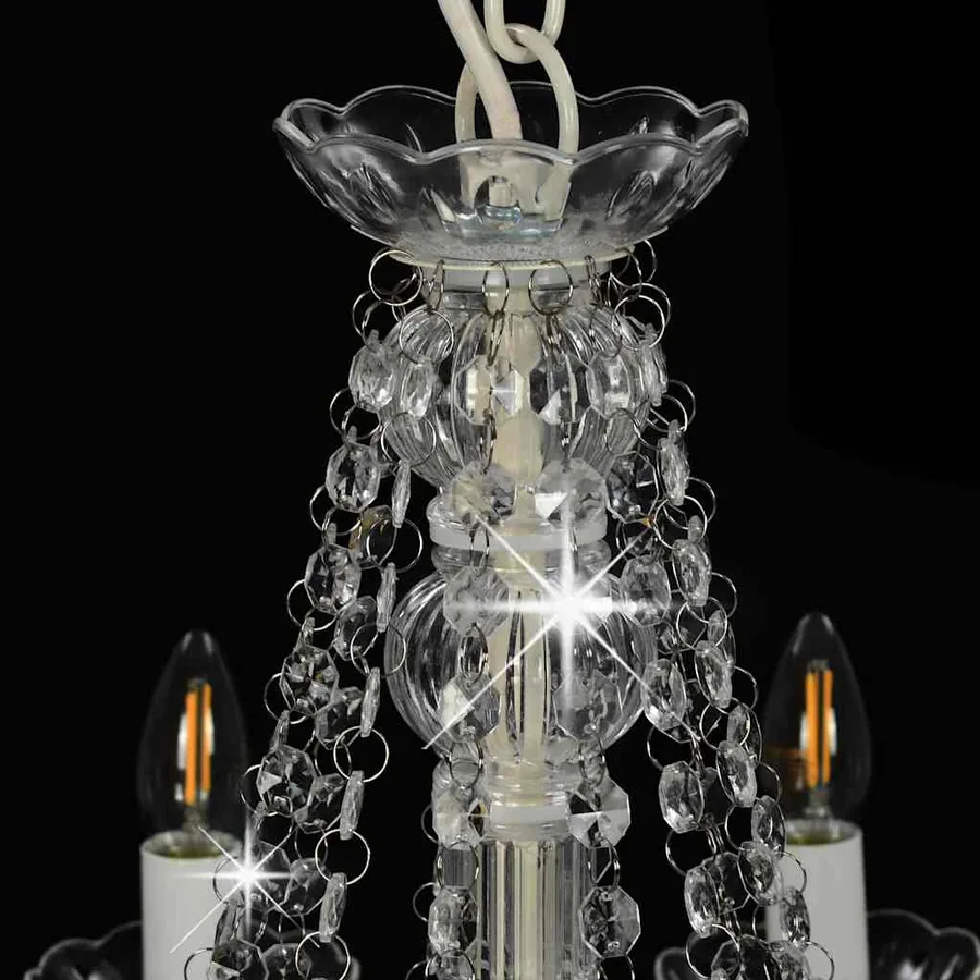 Lustre avec perles Blanc 12 ampoules E14 - 5