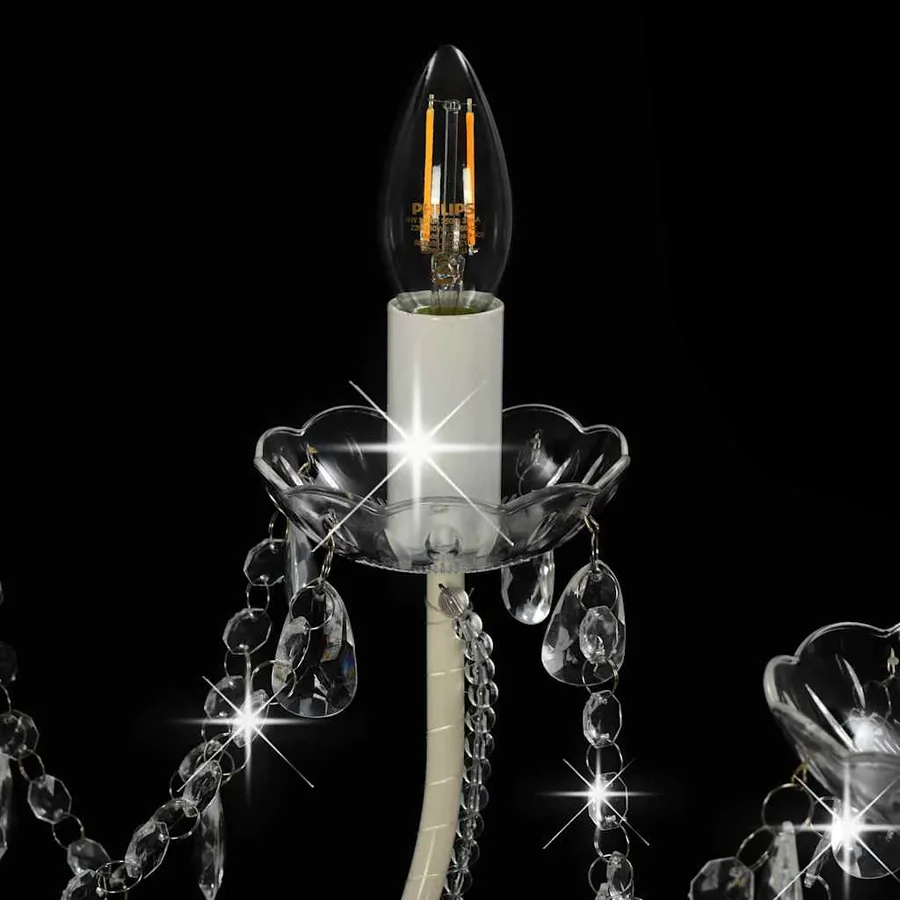 Lustre avec perles Blanc 12 ampoules E14 - 6
