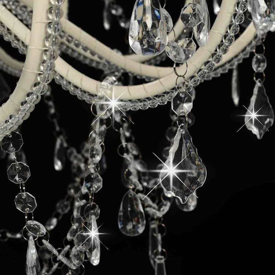 Lustre avec perles Blanc 12 ampoules E14 - 7