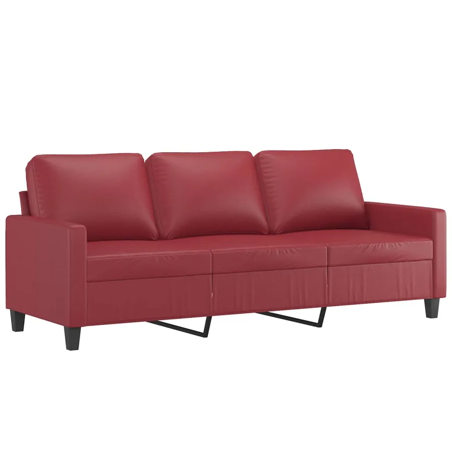 Canapé à 3 places Rouge bordeaux 180 cm Similicuir - 2