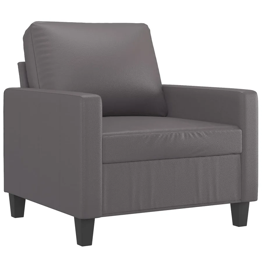 Ensemble de canapés 3 pcs avec coussins Gris Similicuir - 3