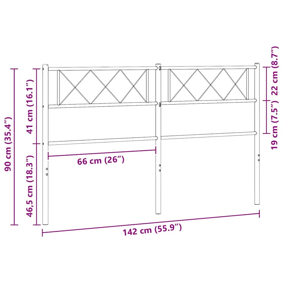 Tête de lit de remplacement métal noir 135 cm - 8