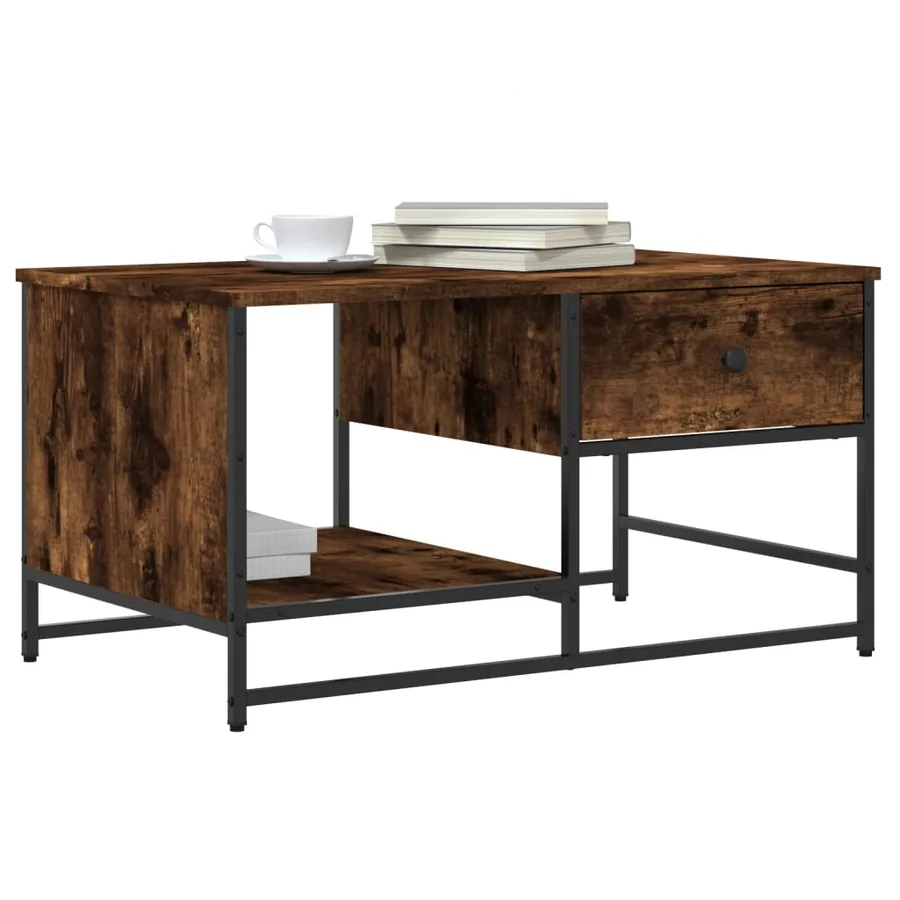 Table basse chêne fumé 85,5x51x45 cm bois d'ingénierie - 3