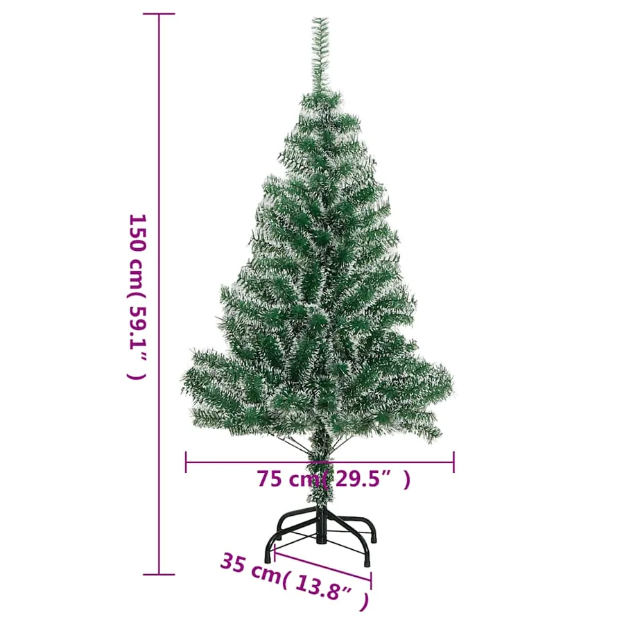 Sapin de Noël artificiel 150 LED&boules&neige floquée 150 cm - 14