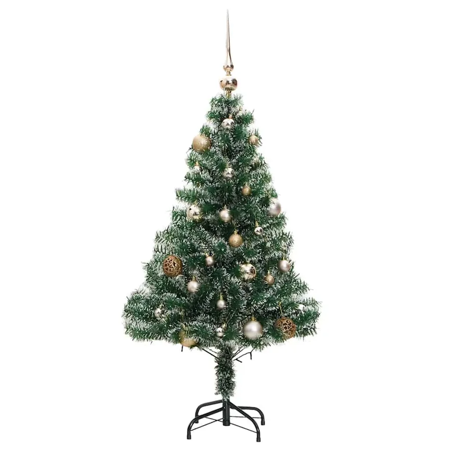 Sapin de Noël artificiel 150 LED&boules&neige floquée 150 cm - 4