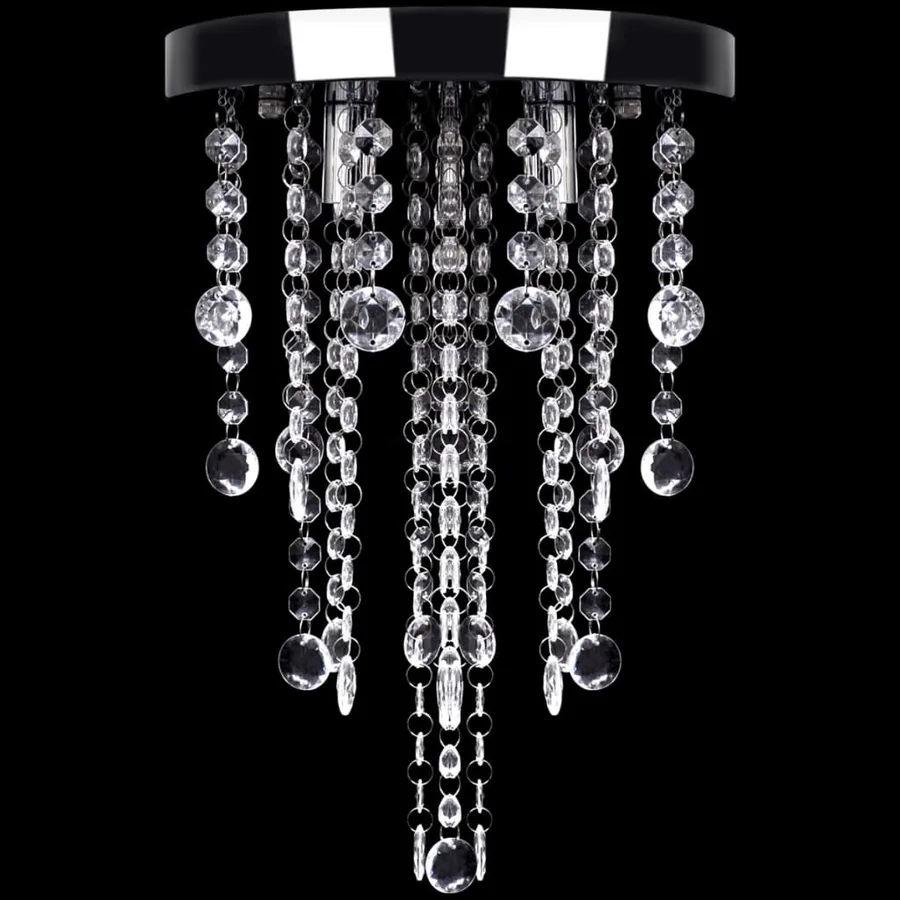 Plafonnier avec perles de cristal Blanc Métal - 4