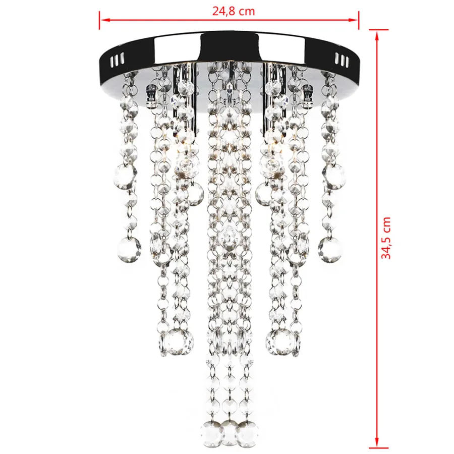 Plafonnier avec perles de cristal Blanc Métal - 5