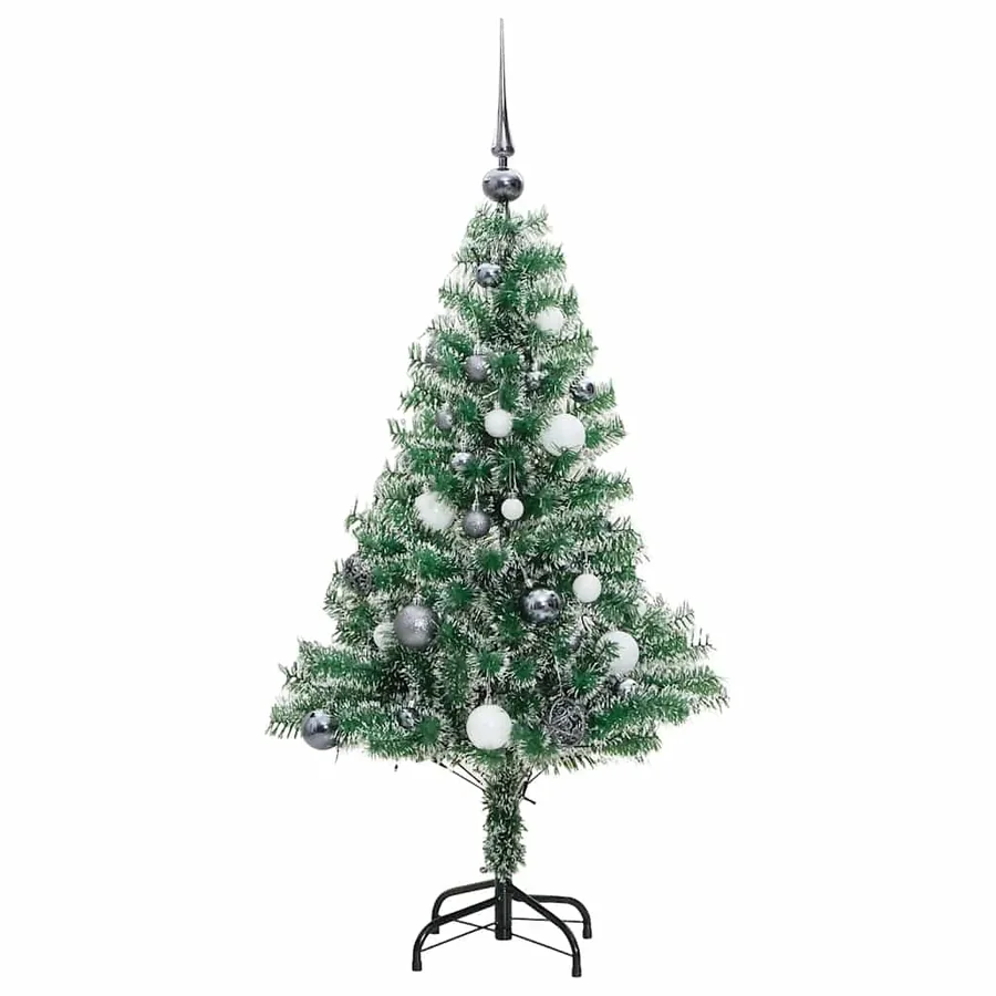 Sapin de Noël artificiel 150 LED&boules&neige floquée 120 cm - 4