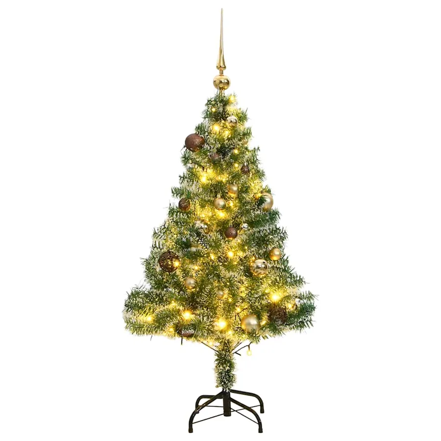 Sapin de Noël artificiel 150 LED&boules&neige floquée 150 cm