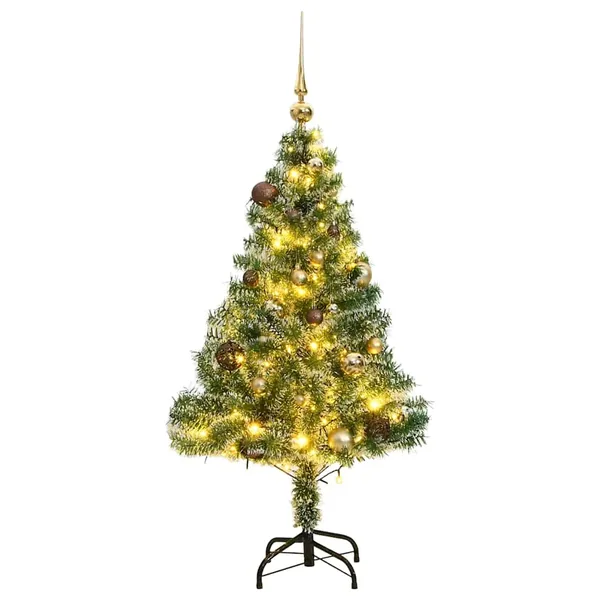 Sapin de Noël artificiel 150 LED&boules&neige floquée 150 cm