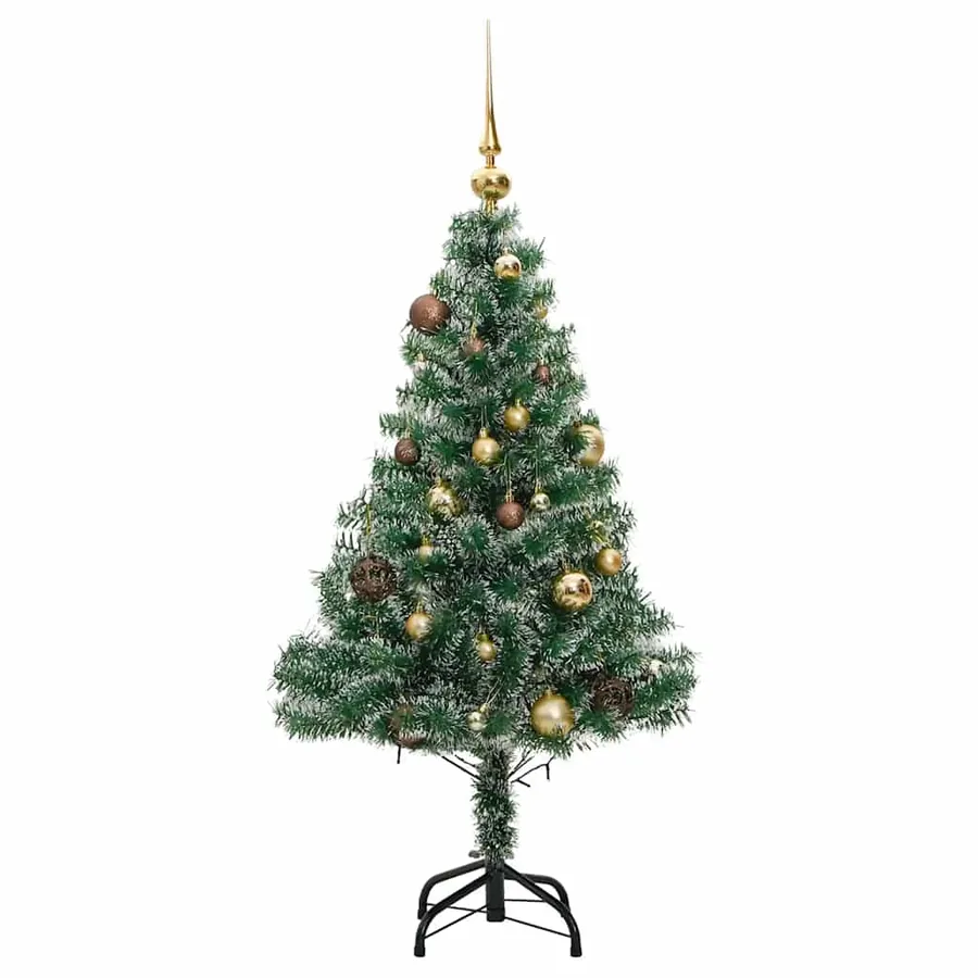 Sapin de Noël artificiel 150 LED&boules&neige floquée 150 cm - 4