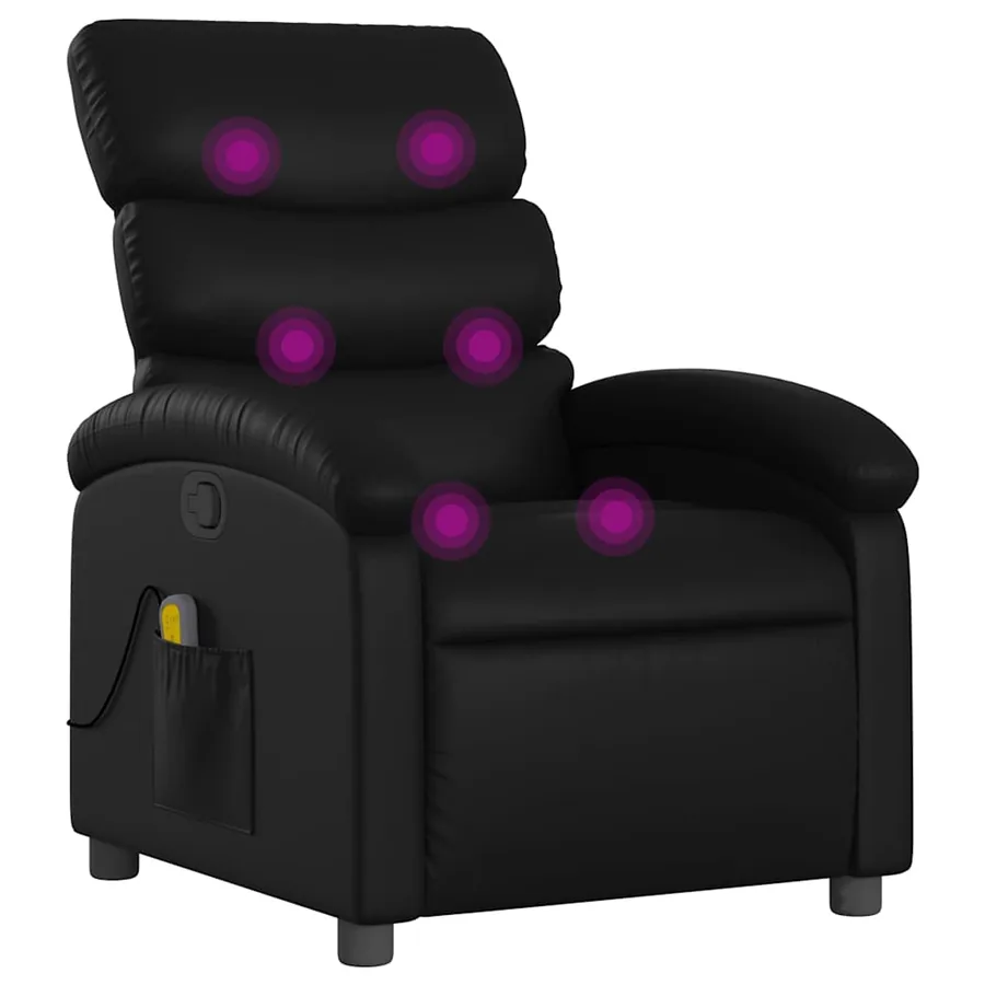 Fauteuil de massage inclinable noir similicuir - 2