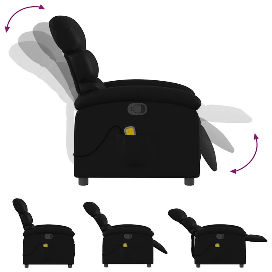 Fauteuil de massage inclinable noir similicuir - 7