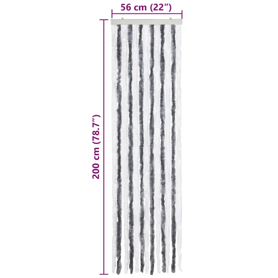 Moustiquaire Gris et blanc 56x200 cm Chenille - 7