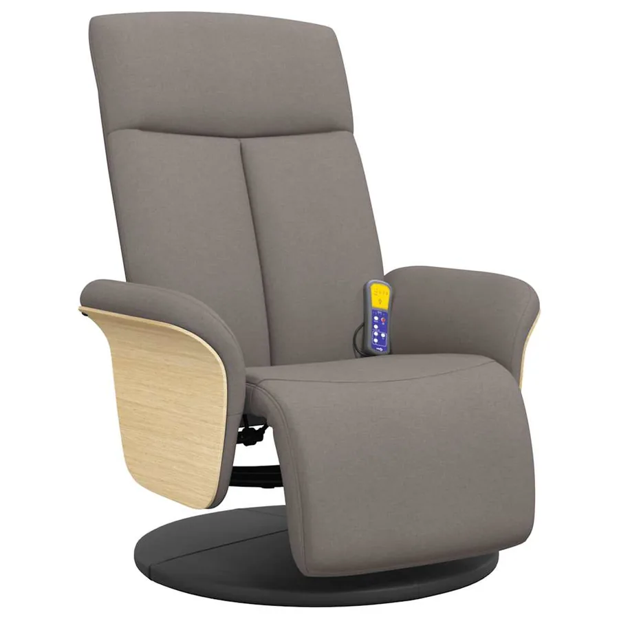 Fauteuil inclinable de massage avec repose-pieds taupe tissu - 3