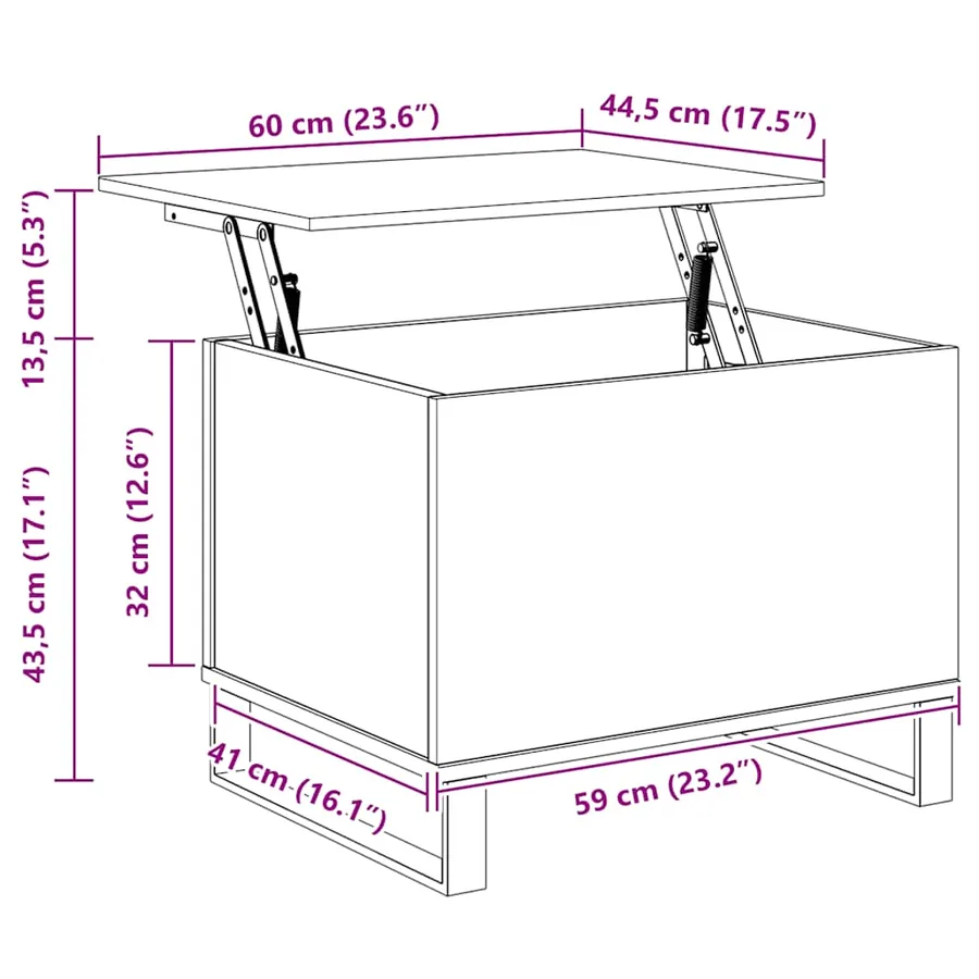 Table basse Sonoma gris 60x44,5x45 cm Bois d'ingénierie - 11