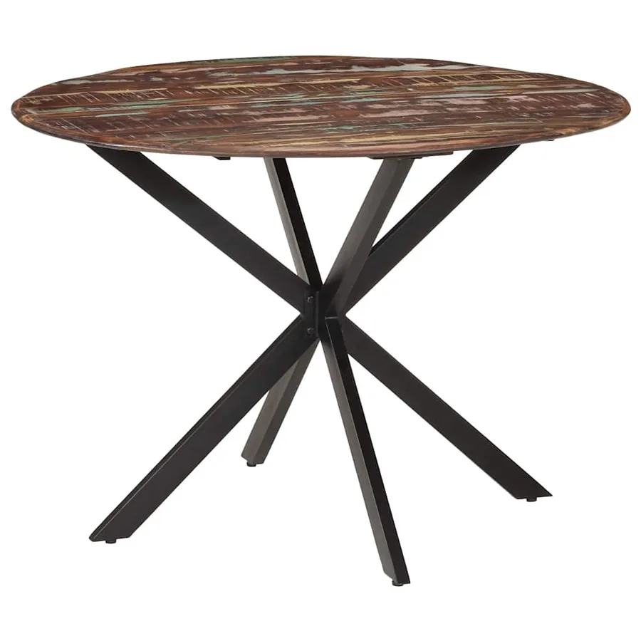 Table à dîner Ø110x78 cm Bois de récupération massif et acier