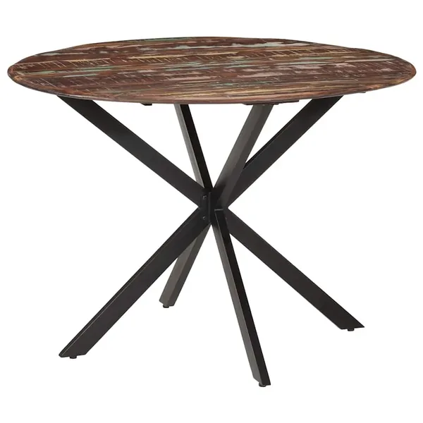 Table à dîner Ø110x78 cm Bois de récupération massif et acier