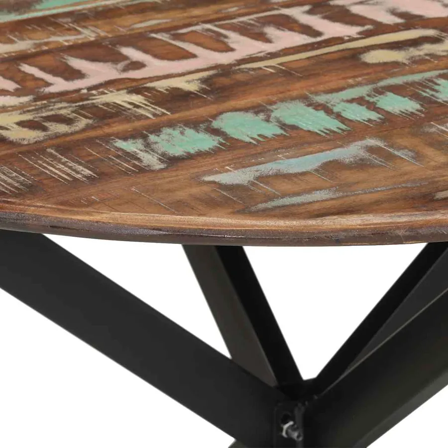 Table à dîner Ø110x78 cm Bois de récupération massif et acier - 10
