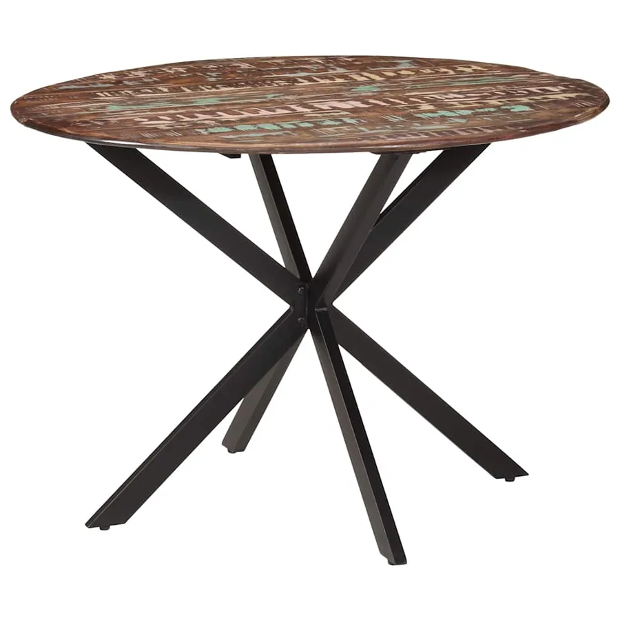 Table à dîner Ø110x78 cm Bois de récupération massif et acier - 3