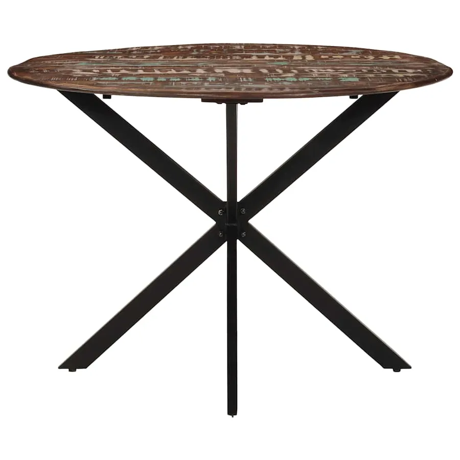 Table à dîner Ø110x78 cm Bois de récupération massif et acier - 4