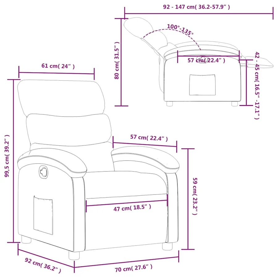 Fauteuil inclinable Marron Similicuir - 11