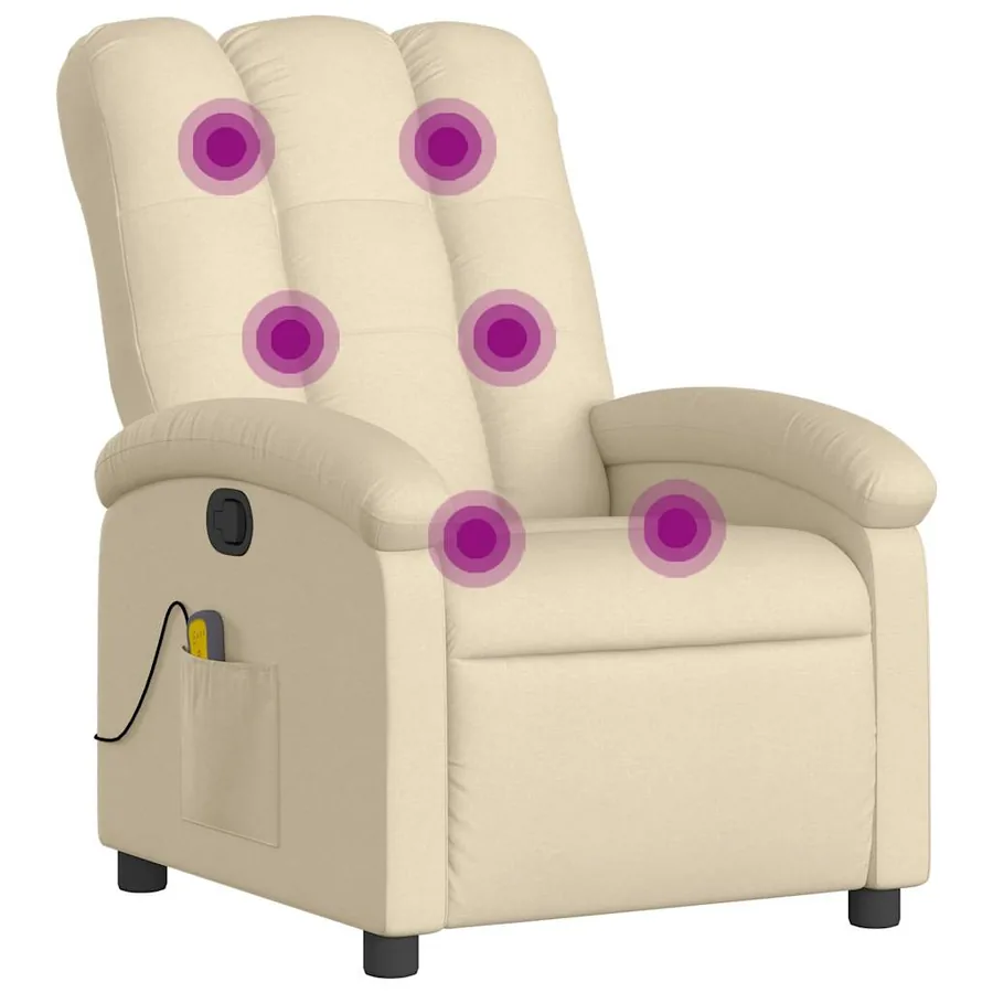 Fauteuil de massage inclinable Crème Tissu - 2