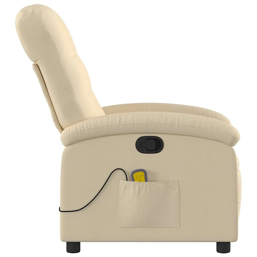 Fauteuil de massage inclinable Crème Tissu - 6
