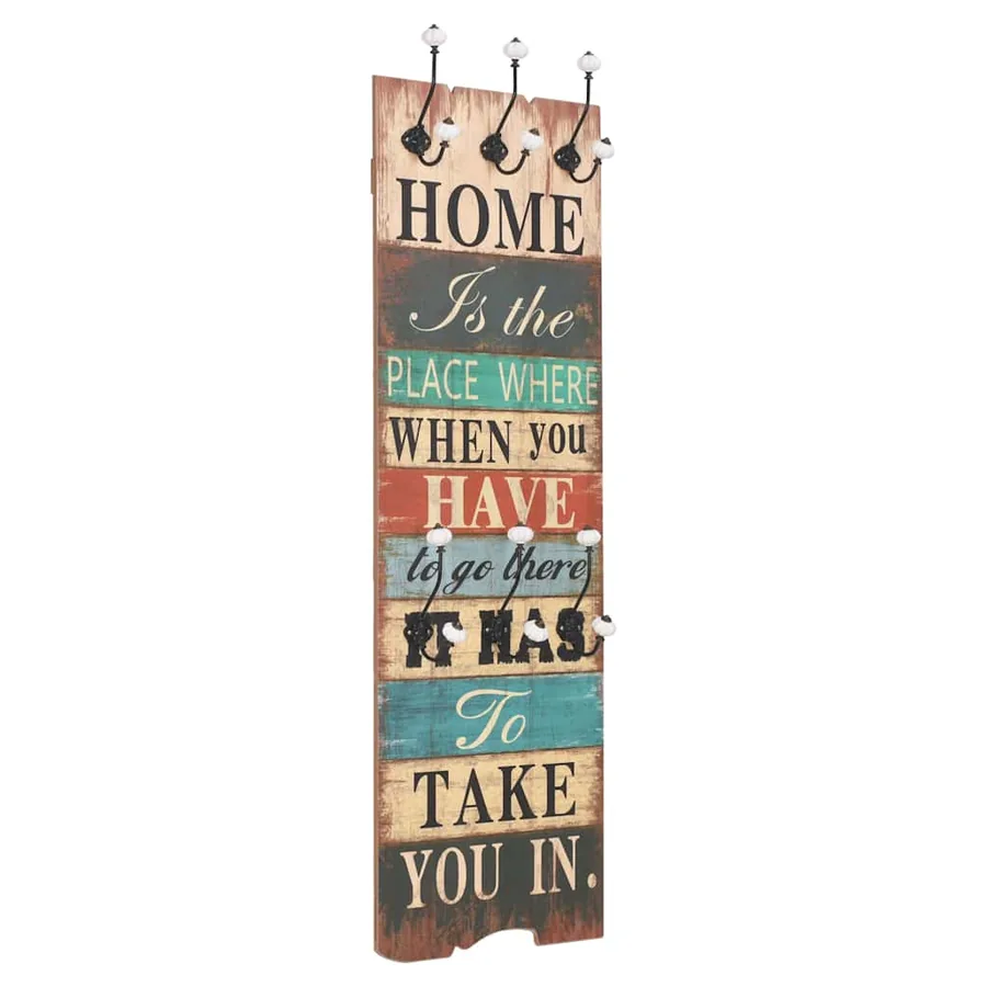 Porte-manteau mural avec 6 crochets 120 x 40 cm HOME IS - 2